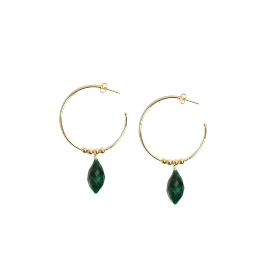 Emerald Hoop Earrings